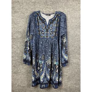 WHITE MARK- Women's L, Apolline Pasiley Bohemian Style LS Sweater Dress